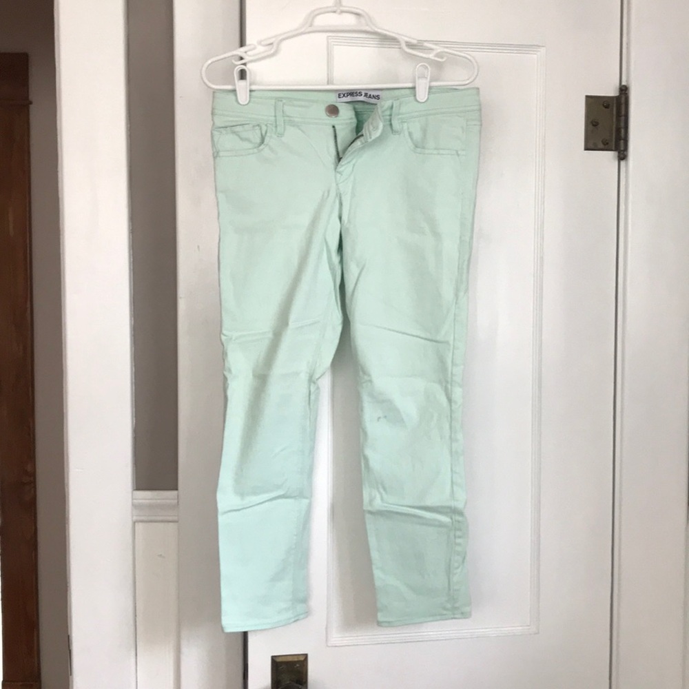 Mint Green stretchy Express Capris